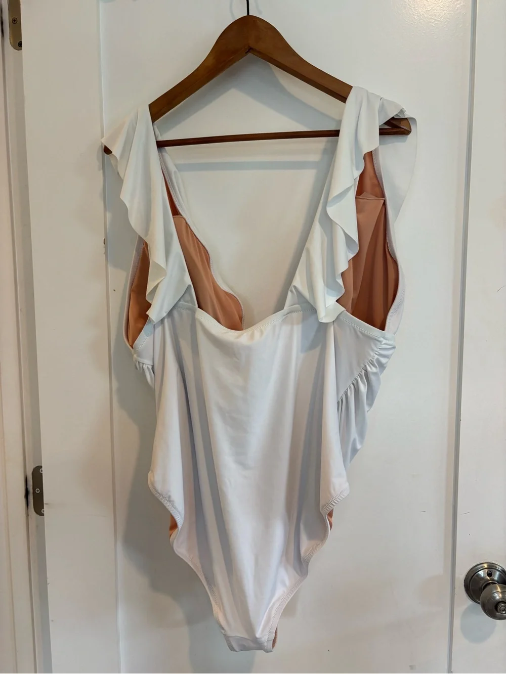 J.Crew White Ruffle Neck One Piece Swimsuit NWT Size 22